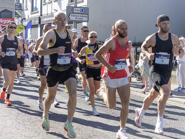 Some of the frontrunners taking off at the start of the Strabane Lifford Half Marathon.