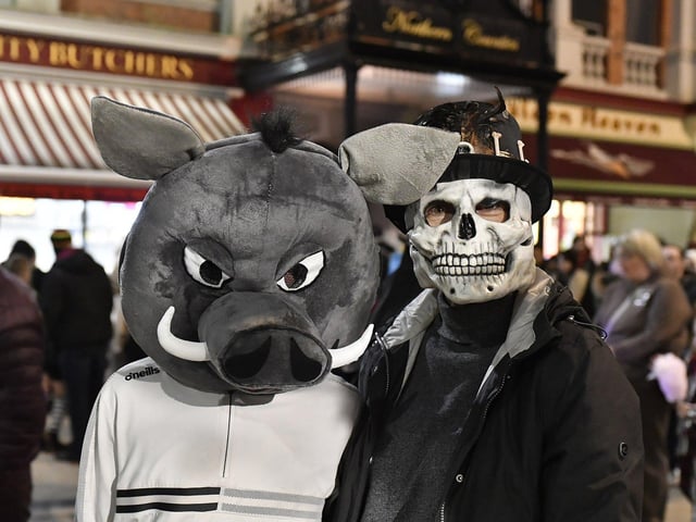 Revellers in costume at the Halloween festivities on Friday evening.  Photo: George Sweeney