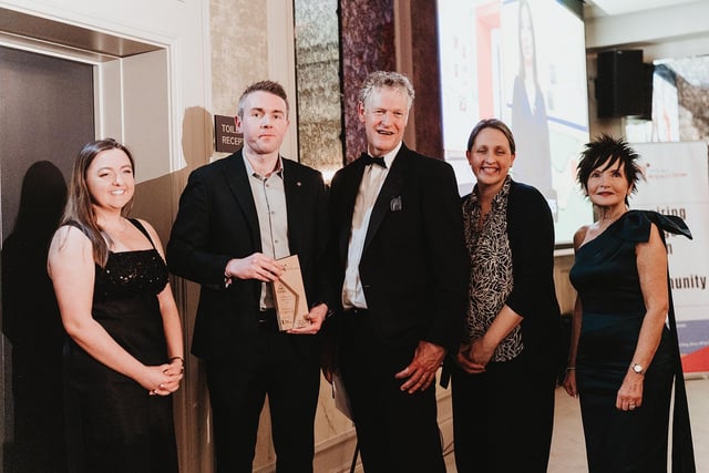 Ulster University Professor Duncan Morrow with representatives of St Eugene’s Primary, Derry, named this year’s Anti-Racism School of the Year.