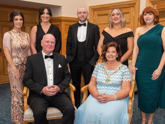 The Mayor Councillor Patricia Logue hosted the annual Mayor’s Ball in the Guildhall in aid of her chosen charities the Foyle Hospice and Ryan McBride Foundation. Picture Martin McKeown. 24.05.24