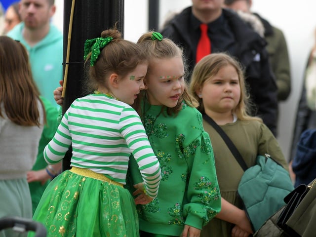 Enjoying the atmosphere at the St Patrick’s Day celebrations. Photo: George Sweeney