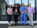Aisling Corrigan (far left) and Dessie Corrigan (far right) are pictured at Altnagelvin Hospital’s Emergency Department presenting the 2022 Davin Corrigan Legacy Award to Josephine Friel, Substance Misuse Liaison Nurse and Dr Colm Shahmohammadi.
