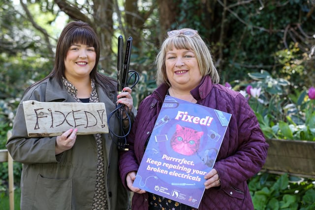 Maria Coyle and mum Majella, from Messines Park with their fixed hair straighteners.