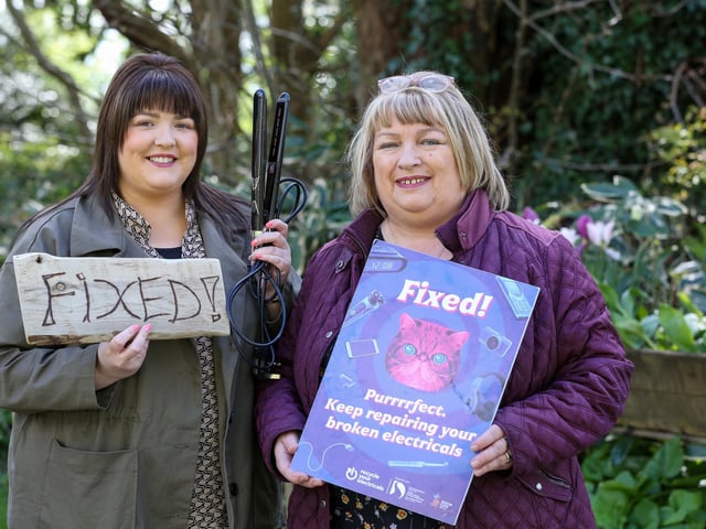 Maria Coyle and mum Majella, from Messines Park with their fixed hair straighteners.