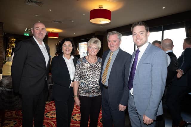 David Leonard, Fáilte Ireland, Joan Crawford, Fáilte Ireland, Suzanne McPhilips, McKeever Hotels, Eugene McKeever, McKeever Hotels Group Chair / Founder and Eddie McKeever – McKeever Hotels Managing Director at the announcement of the 4 Star rating for Dillions Hotel in Letterkenny.