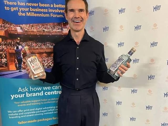Comedian Jimmy Carr shows his support for the new collaboration between Muff Liquor and The Millennium Forum.