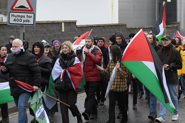 Marchers at the Bloody Sunday 52nd commemoration on Sunday afternoon. Photo: George Sweeney