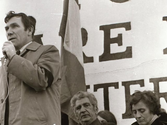 The third anniversary of Bloody Sunday is marked in Derry in January 1975.