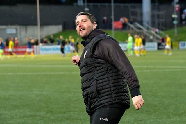 Derry City manager Ruaidhri Higgins salutes the fans at the end of the game against KuPs. Photo: George Sweeney. DER2330GS -