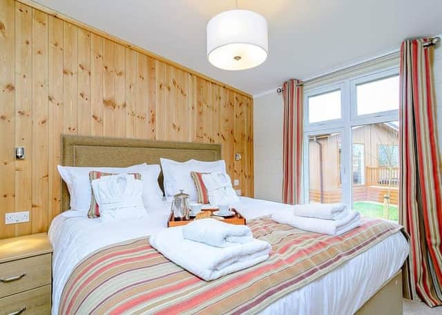 One of the bedrooms in The Wansford lodge.
