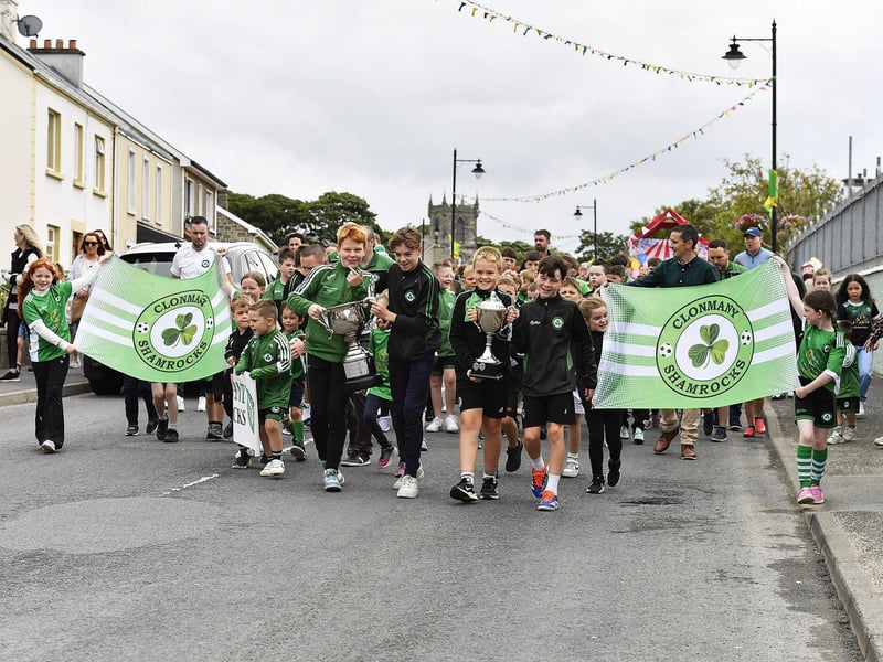 Participants pictured in the Clonmany Festival Parade on Sunday afternoon. Photo: George Sweeney