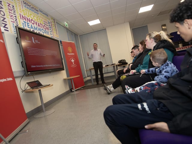 Michael McCambley, Student Outreach and Recruitment Officer, UU addressing Thursday' evening's attendance.