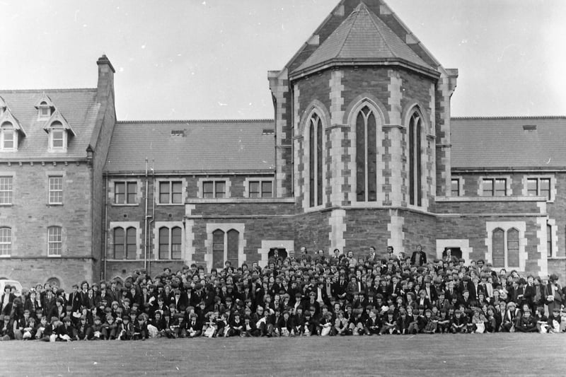 St Columb's College pupils at Bishop Street on a school outing.
