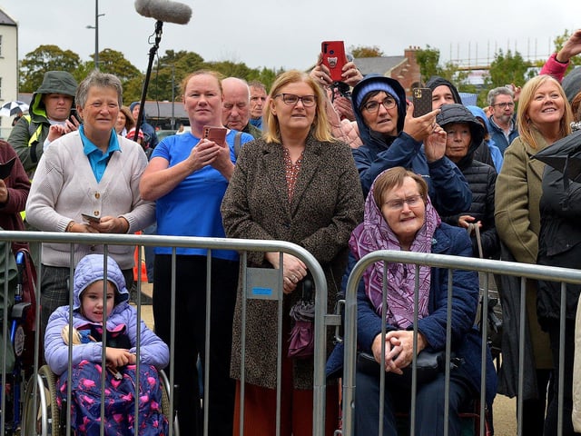 Some of the large attendance at Ebrington Square for Phil Coulter’s  live performance of his iconic hit ‘The Town I Loved So Well' on Saturday afternoon last. Photo: George Sweeney.  DER2240GS – 06