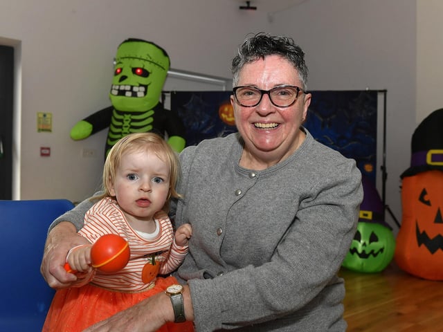 Pictured are young children and relatives at the he Waterside Shared Village cross-community Halloween kids costume party and disco with entertainment from Jo Jingles and Gary McMusic.
