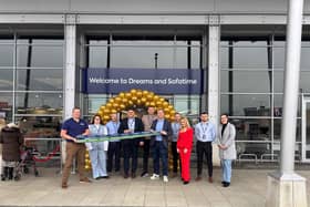 Store Manager Kieran O’Donnell with staff at the opening of the Dreams and Sofatime store on the Crescent Link.