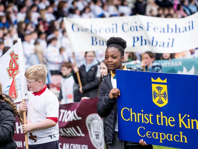 Participants at the Derry Diocese Fan The Flame annual Mass 2025 in Celtic Park.