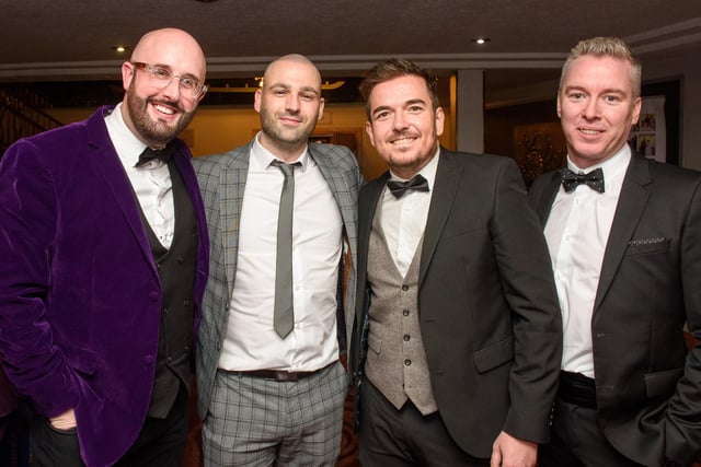 Kieran Connor, Richard Duddy, Michael Poole and Colin Ash pictured at Londonderry Musical Society’s 60th Anniversary dinner in the White Horse Hotel. Picture Martin McKeown. 14.01.23