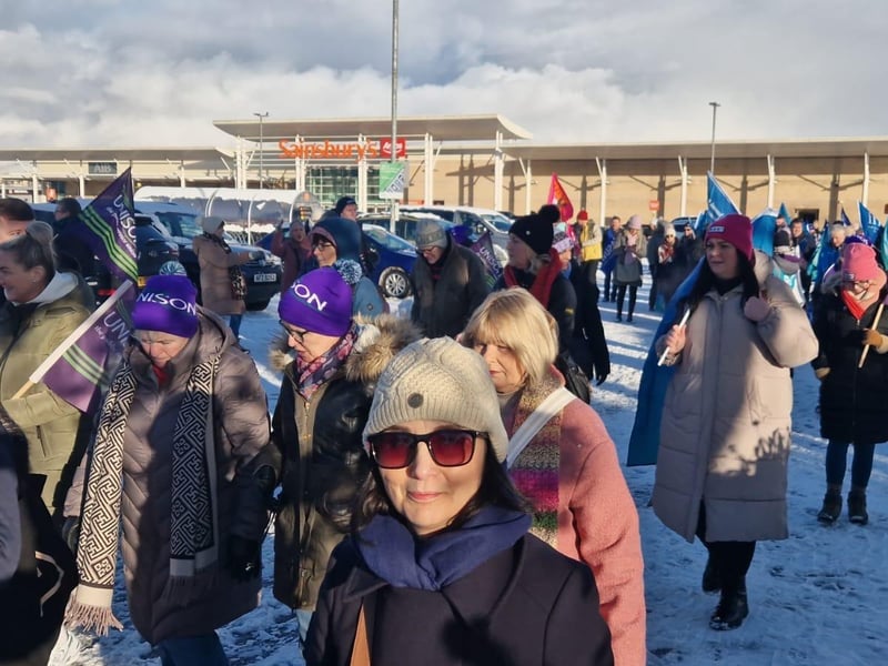 Striking public sector workers in Derry.
