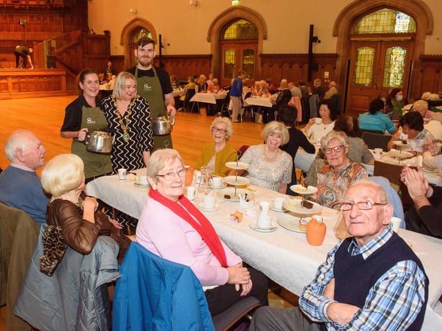 The Mayor Councillor Sandra Duffy once again welcomed people to the Guildhall as she hosted another popular Derry City and Strabane District Council Tea Dance. Picture Martin McKeown. 09.11.22:.:The Mayor's Tea Dance