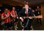 'Jackie' enjoys the 2022 FAI Cup celebrations in Dublin. Photo by Stephen McCarthy/Sportsfile