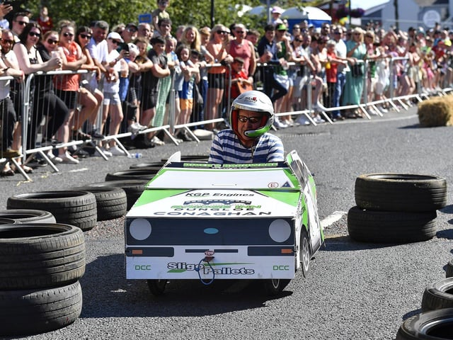 There were spills and thrills during the Carndonagh Festival Soapbox Derby held on the town centre on Saturday afternoon. Photo: George Sweeney
