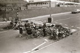 Protest staged at Barrack Street with rubble across road.