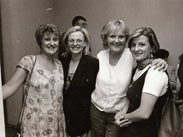 The finalists of the 1995 Miss Derry competition pictured at the final in Squires Nightclub.
