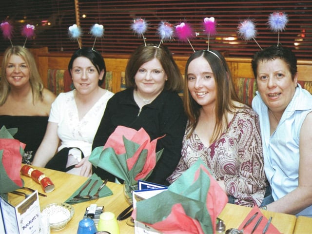 Karen Hargan, Maria Kelly, Mandy Donaghey, Sharon McClery and Terri Rush get in the party mood at Beckett's Bar.