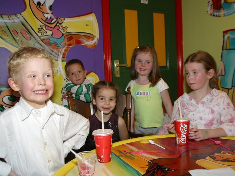 All Smile for the camera left to right Cailon Morrow, Glen Sheerin, party girl Ava Devine,Gemma Louise Doherty and Marian Nash.:Derry parties from November 2003