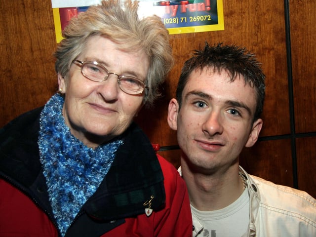 Daryl pictured with his granny Wilson on the occasion of his 21st birthday0055JML : Daryl Harrigan celebrating his birthday.