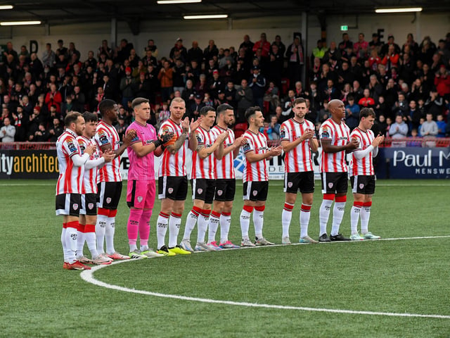 Derry City’s starting eleven against Shelbourne. Photograph: George Sweeney