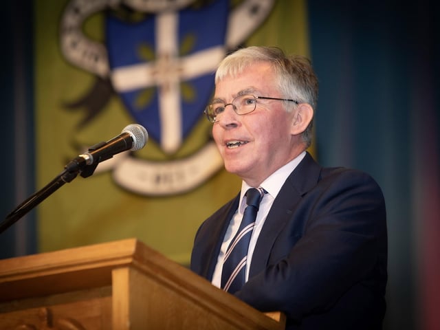 Guest Speaker at the St. Columb's College Annual Prizegiving Mr Niall Downey, addressing the attendance on Thursday night. (Photos: Jim McCafferty Photography)