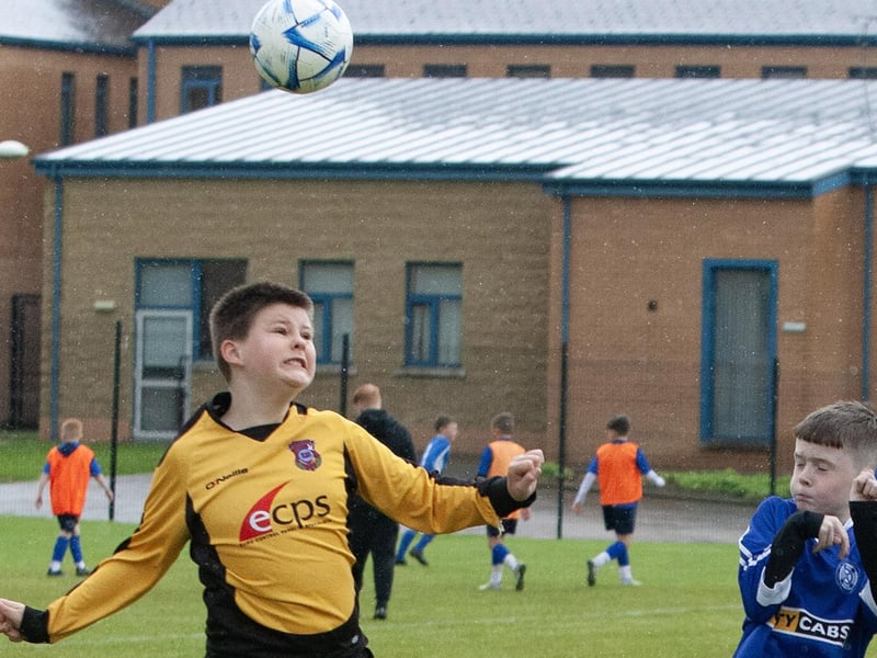 Action from one of the games in the Sean O'Kane Cup on Thursday between St. John's PS and Rosemount A PS. (Photos: Jim McCafferty Photography)