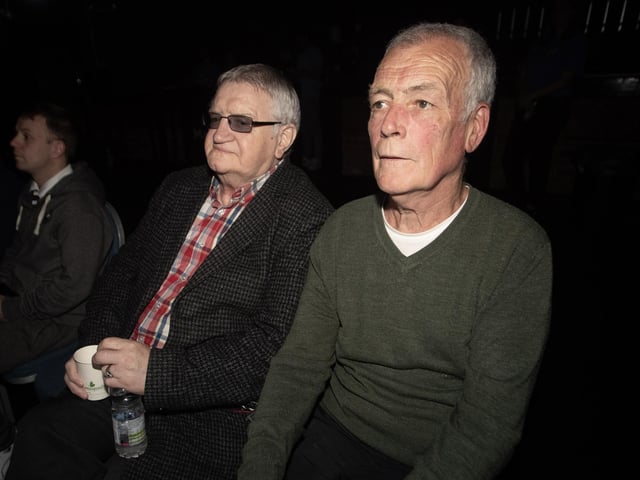 Two members of famous boxing dynasty families in Derry - Eugene Duffy and Gerry Duddy - at Tuesday's premiere.