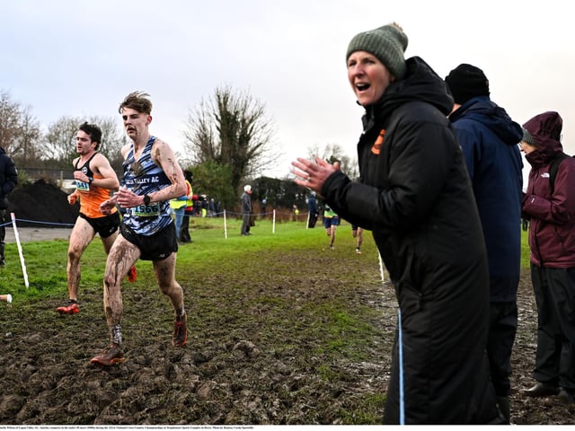 Charlie Wilson of Lagan Valley AC, Antrim, competes in the under 20 men's 4500m during the 123.ie National Cross Country Championships at Templemore Sports Complex in Derry. Photo by Ramsey Cardy/Sportsfile