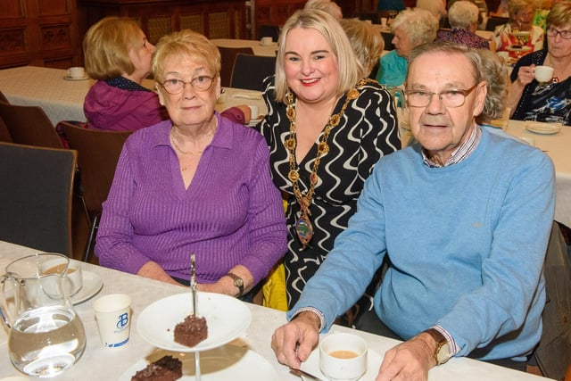 The Mayor Councillor Sandra Duffy once again welcomed people to the Guildhall as she hosted another popular Derry City and Strabane District Council Tea Dance. Included are, Myra and Bill McGinley. Picture Martin McKeown. 09.11.22:.:The Mayor's Tea Dance