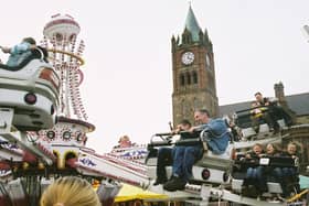 In spring 2005, Cullen’s Funfair took over Foyle Street with roller coasters, a carousel, bumper cars, and more.