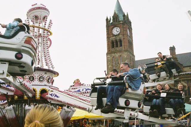 In spring 2005, Cullen’s Funfair took over Foyle Street with roller coasters, a carousel, bumper cars, and more.