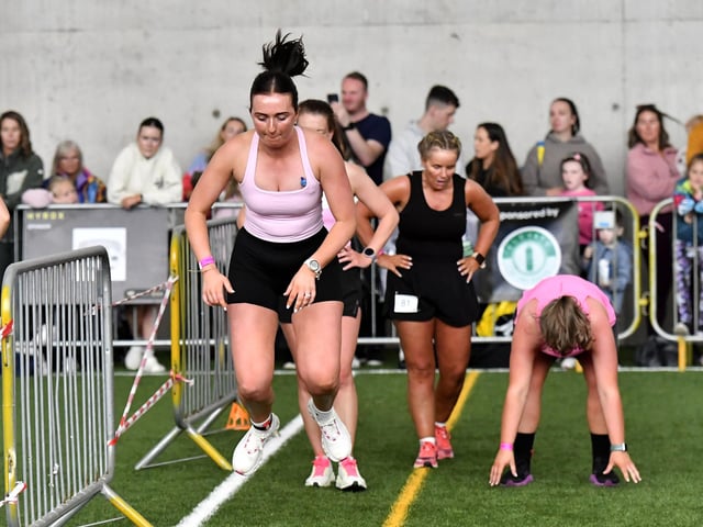Competitors in the Maiden City Hyrox IV held at Sean Dolans GAC. Photograph: George Sweeney