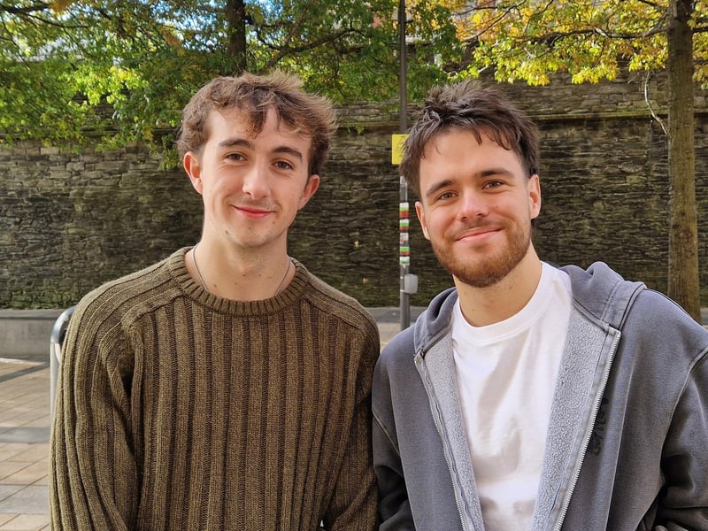 Magee students Ethan McCaughan from County Down and Cahir Conlon from County Fermanagh said they are both staying in Derry for Halloween during their third year at university. The two friends said they will be dressing up as SpongeBob and Patrick Star from the cartoon SpongeBob SquarePants. They also have a second group costume planned, with the rest of their friends dressing up as characters from South Park. “Nowhere does it like here,” said Cahir. Ethan added: “It's unbelievable.”
