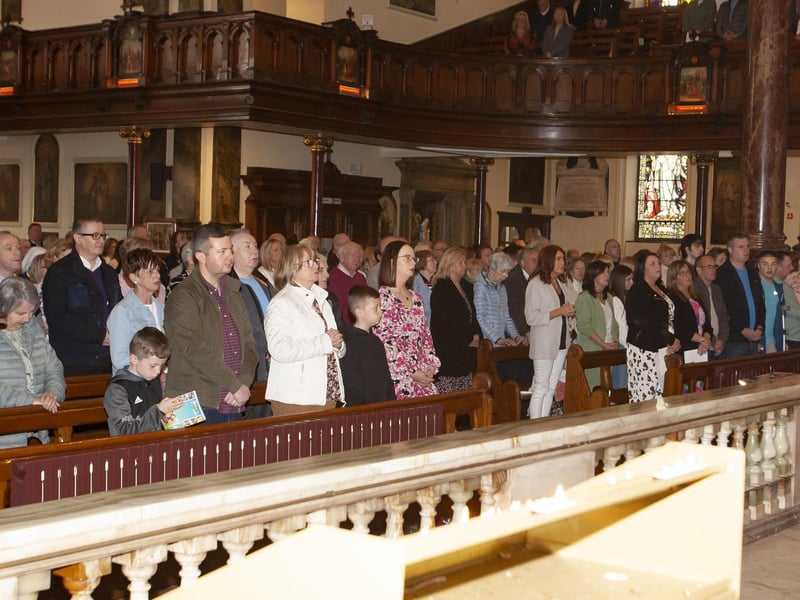 A section of the attendance at Sunday’s Mass in the Long Tower Church.