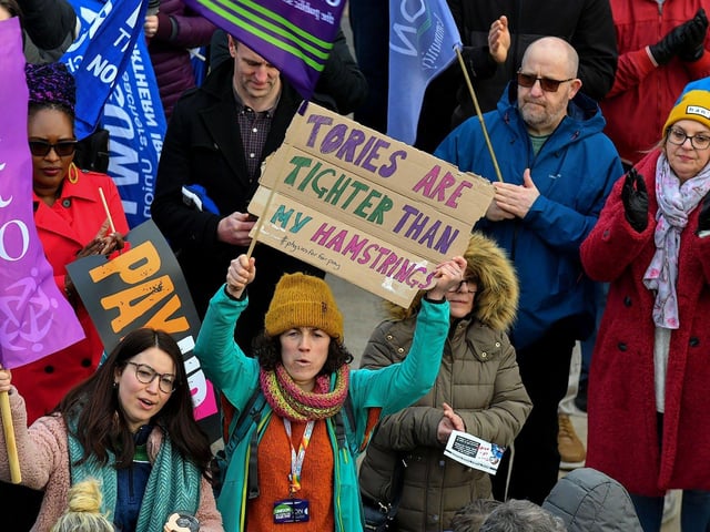 Support for the teachers' unions strike rally in Guildhall Square on Tuesday morning. Photo: George Sweeney. DER2308GS 68