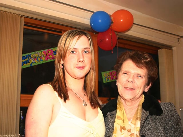 Caroline Moore and Granny Margaret at the 18 celebrations. 3586/dd : Parties in Derry in Spring 2006.