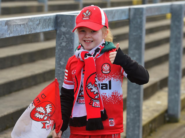 Fan in Celtic Park on Sunday afternoon for Derry's National football League game against Mayo. Photo: George Sweeney