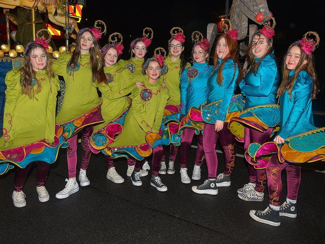 Dancers from City Dance who took part in the Derry Christmas procession on Sunday evening last. Photo: George Sweeney. DER2248GS - 13