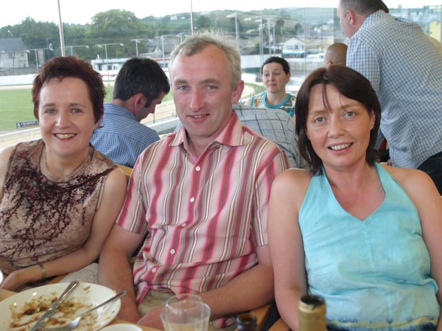 People enjoying a day out at the greyhound races in Lifford, County Donegal 20 years ago back in June 2004.