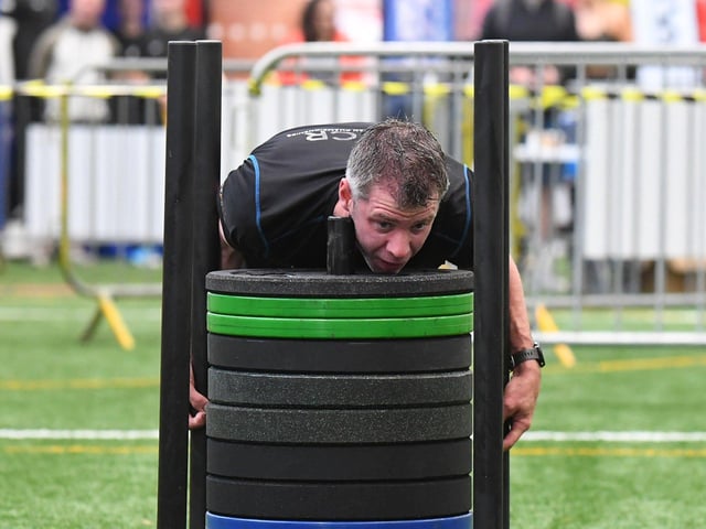 Competitor in the Hyrox Fitness Challenge held at Sean Dolans GAC on Saturday. Photograph: George Sweeney