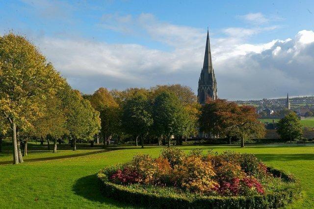 Brooke Park is a beautifully kept city centre park with a café and children's playpark in the centre. It has plenty of paths and benches throughout although most of the park is pretty hilly. It is possible to zig-zag through the many paths to get from one end of the park to the other but it could be difficult to ascend and decent. There are two car parks in this park; one at the café and one at the leisure centre at the top. Parking at the café would enable access to the playing park, toilet facilities and a flat terrain with benches and also access to the pond in the middle, which is home to plenty of goldfish. Access through the top car park at the leisure centre provides access to the football field, a path and benches to sit.