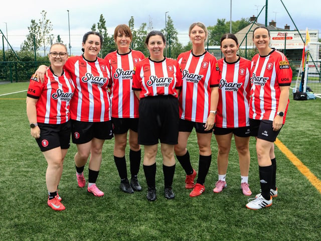 The Tristar Reds team at the Foyle Pride Football v Homophobia held in the Waterside Shared Village. (Photo - Tom Heaney, nwpresspics)